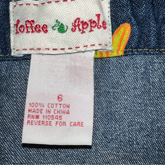 Kids denim skirt with crocheted banana pockets size 6 - Picture 4 of 6